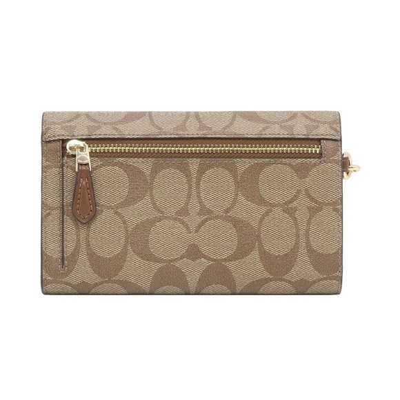 COACH NWT Flap Phone Wallet In Signature Canvas